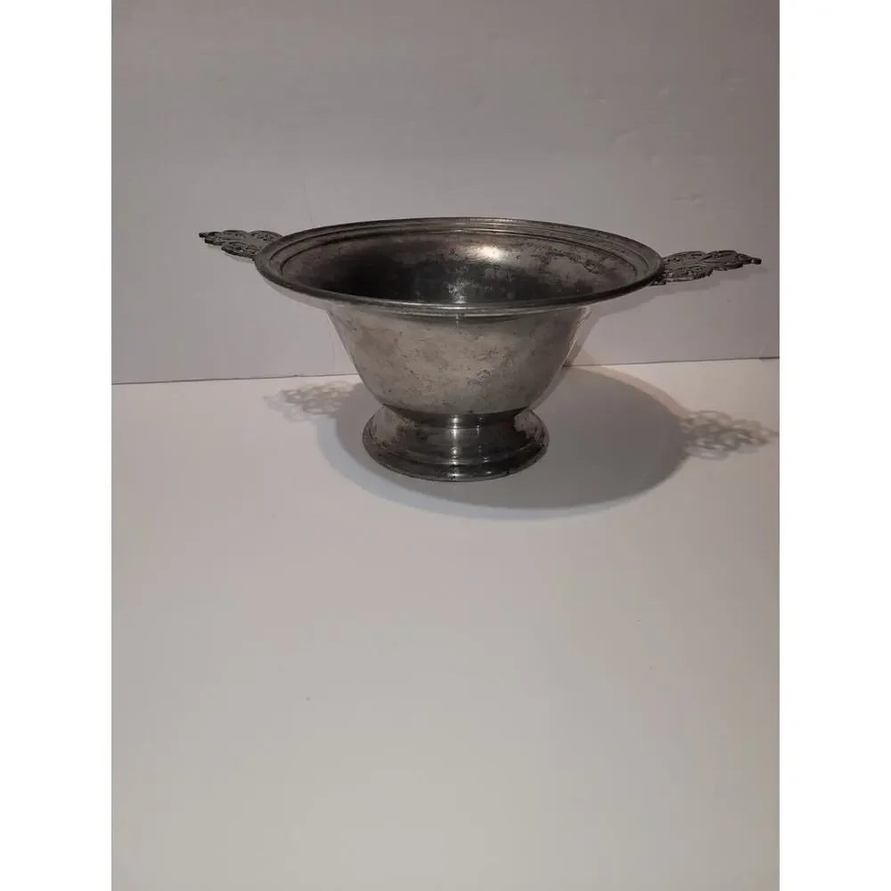 1930s Vintage Revere Pewter By Benedict‎ 433 Porringer Handles 8” Footed Bowl